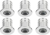 LED Veranda Spot Verlichting 6 Pack - 3W - Warm Wit 3000K - Inbouw - Dimbaar - Rond - Mat Zilver - Aluminium - Ø31mm