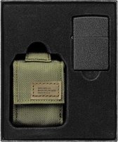 Zippo Tactical Molle Pouch / Hoes En Black Crackle Benzine Aansteker Geschenk Set OD Green