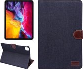 Voor iPad Pro 11 inch 2020 PC + Links en Rechts Denim Leather Case Wallet Card Holder With Dormancy (Black)