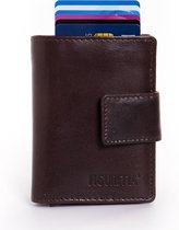 Figuretta Cardprotector met Muntvak RFID | Glanzend Leder | Bruin