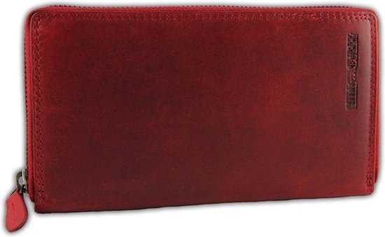 Hillburry VL77706 Leather Zipper Wallet Ladies - Rouge