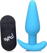 21X Vibrating Silicone Butt Plug with Remote Control - Blue