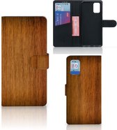 Telefoonhoesje Geschikt voor Samsung Galaxy A02s Flip Cover Geschikt voor Samsung M02s Wallet Book Case Donker Hout