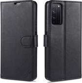 Voor Huawei Honor X10 5G AZNS Schapenvacht Textuur Horizontale Flip Leren Case met Houder & Kaartsleuven & Portemonnee (Zwart)