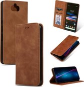 Retro Skin Feel Business Magnetische Horizontale Leren Flip Case voor Sony Xperia 10 Plus & Xperia XA3 Ultra (Bruin)