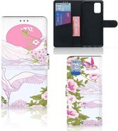 Smartphone Hoesje Geschikt voor Samsung Galaxy A02s Flip Cover Geschikt voor Samsung M02s Book Style Case Bird Standing
