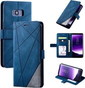 Voor Samsung Galaxy S8 Plus Skin Feel Splicing Horizontale Flip Leather Case met houder & kaartsleuven & portemonnee & fotolijst (blauw)