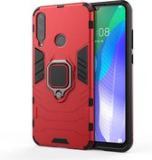 Huawei Y6p Hoesje - Mobigear - Armor Ring Serie - Hard Kunststof Backcover - Rood - Hoesje Geschikt Voor Huawei Y6p