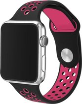 Mobigear Active Siliconen Bandje Geschikt voor Apple Watch Series 7 (45 mm) - Zwart / Magenta