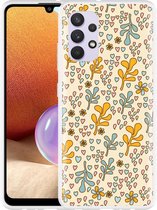 Hoesje Geschikt voor Samsung Galaxy A32 4G Doodle Flower Pattern