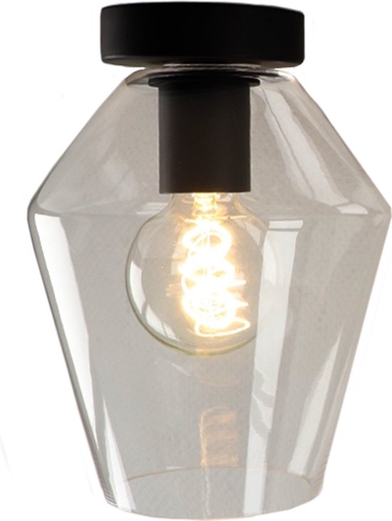 Olucia Gracia - Design Plafondlamp - Glas/Metaal - Transparant;Zwart - Overig - 18 cm