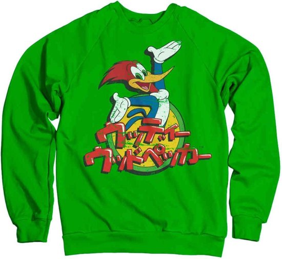 Woody Woodpecker Sweater/trui -M- Washed Japanese Logo Groen