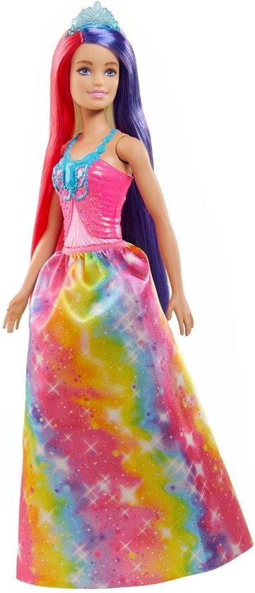 Barbie Prinsessen Barbie Pop met Lang Gekleurd Haar - Speelset |