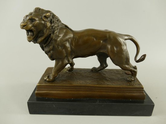 Bronzen beeld - Brullende leeuw - Sculptuur - 20 cm hoog