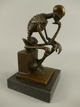 Bronzen beeld - Denker van Rodin - Skelet - 15 cm hoog