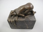 Bronzen beeld erotiek - Slapende Schoonheid - Erotisch figuur - 14 cm hoog