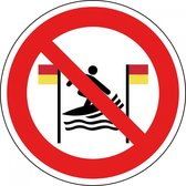 Verboden te surfen tussen rode en gele vlag sticker - ISO 7010 - P064 150 mm
