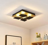 Lindby - LED plafondlamp - 1licht - ijzer - H: 7.5 cm - goud, zwart - Inclusief lichtbron