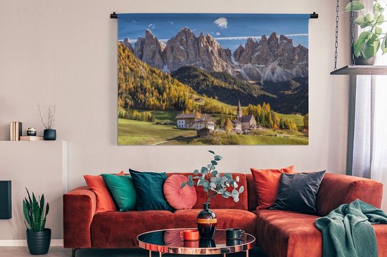 Tapisserie Dolomites - Village dans une vallée dans les Dolomites Tapisserie coton 180x120 cm - Tapisserie avec photo XXL / Groot format!