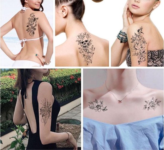 2 pièces XL tatouage autocollant visage main beau corps Art faux Tatoo  temporaire... | bol