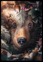 Flower Bear A2 botanische jungle dieren poster