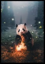 Punt. Poster - Panda Botanische Jungle Dieren - 70 X 50 Cm - Groen