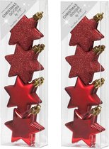 16x stuks kunststof kersthangers sterren rood 6 cm kerstornamenten - Kunststof ornamenten kerstversiering
