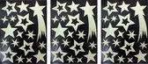 4x stuks velletjes kerst glow in the dark sterrenhemel   40 cm - Raamversiering/raamdecoratie stickers kerstversiering