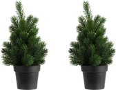 2x stuks kunstboom/kunst kerstboom 45 cm - Kunst kerstboompjes/kunstboompjes