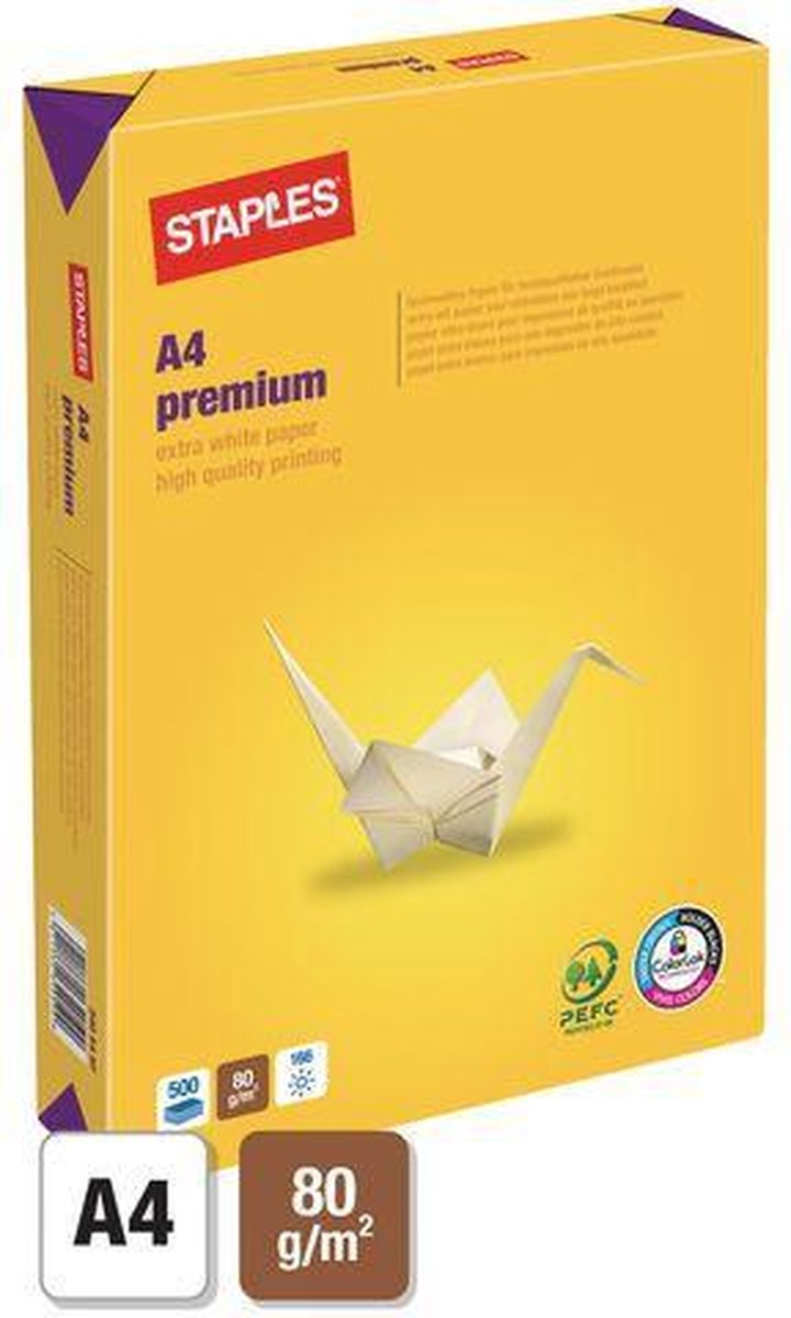 Staples Premium Papier, A4, 80 g/m², Wit (pallet 200 x 500 vel)