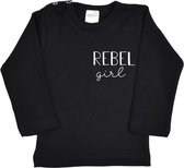 R Rebels | Katoenen Baby Shirt | Rebel Girl | Zwart | Maat 62/68