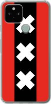 6F hoesje - geschikt voor Google Pixel 5 -  Transparant TPU Case - Amsterdamse vlag #ffffff