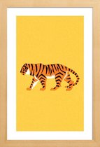 JUNIQE - Poster met houten lijst Tiger Yellow -13x18 /Geel & Oranje