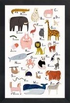 JUNIQE - Poster in houten lijst Animal Friends -30x45 /Kleurrijk
