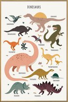 JUNIQE - Poster met kunststof lijst Dinosaur Friends -60x90 /Kleurrijk