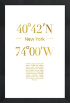JUNIQE - Poster met houten lijst New York gouden -20x30 /Goud & Wit