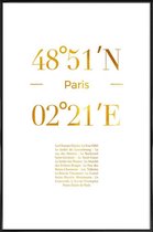 JUNIQE - Poster met kunststof lijst Paris gouden -13x18 /Goud & Wit