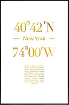 JUNIQE - Poster met kunststof lijst New York gouden -13x18 /Goud & Wit