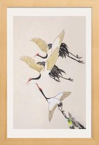 JUNIQE - Poster met houten lijst Vliegende kraanvogels -13x18 /Grijs &