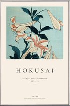 JUNIQE - Poster met kunststof lijst Hokusai - Trumpet Lilies -13x18