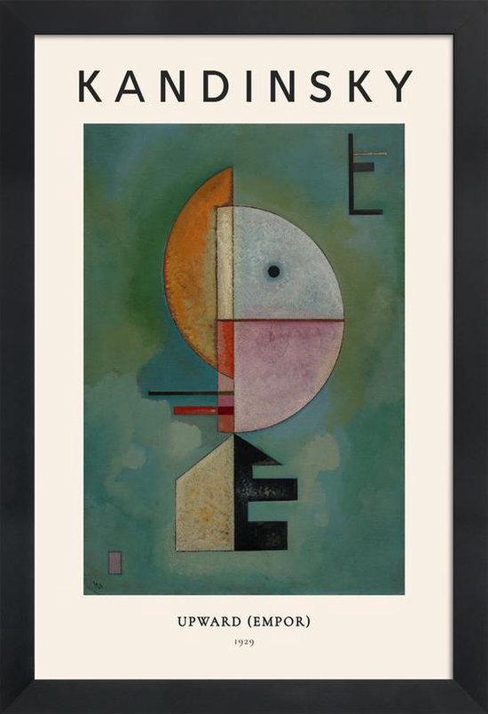 JUNIQE - Poster in houten lijst Kandinsky - Upward -20x30 /Groen &