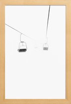 JUNIQE - Poster met houten lijst Mistige skilift -13x18 /Wit