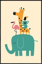 JUNIQE - Poster in kunststof lijst Schattige dieren illustratie -40x60