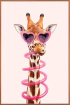 JUNIQE - Poster met kunststof lijst Thirsty Giraffe -40x60 /Bruin &
