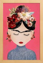 JUNIQE - Poster met houten lijst Frida Pink -13x18 /Roze