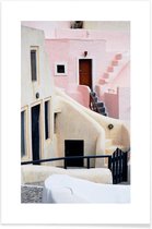 JUNIQE - Poster Roze Santorini, Griekenland -20x30 /Roze