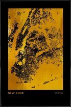 JUNIQE - Poster met kunststof lijst New York gouden -13x18 /Goud &