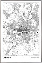 JUNIQE - Poster met kunststof lijst London kaart -20x30 /Wit & Zwart