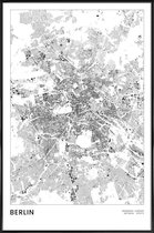 JUNIQE - Poster met kunststof lijst Berlin kaart -13x18 /Wit & Zwart