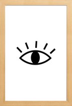 JUNIQE - Poster met houten lijst Open Eye -13x18 /Wit & Zwart